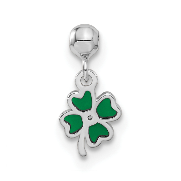 Mio Memento Sterling Silver Enamel with CZ Dangle Clover Charm - Picture 3 of 4